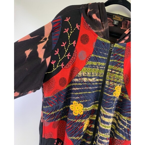 Rising International Full Zip Hoodie Lightweight Cotton Floral Embroidered XXL - Picture 3 of 14